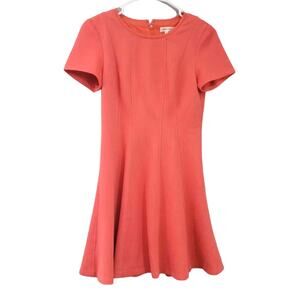 Rebecca Taylor Mini Dress Knit Coral Short Sleeve Fit and Flare Size 2